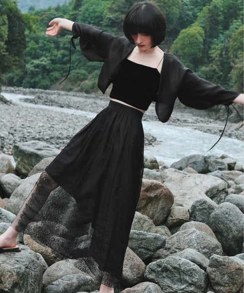 Sheer Volume Sleeve Cardigan